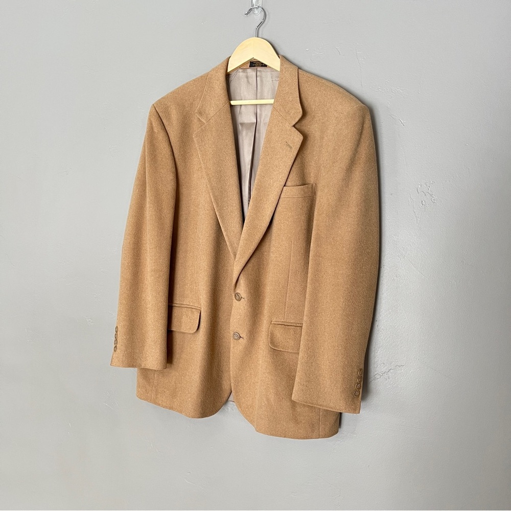 Vintage Stafford Camel Hair Wool Blend Tan Sport Coat Blazer Jacket Men’s 44R - Picture 5 of 14